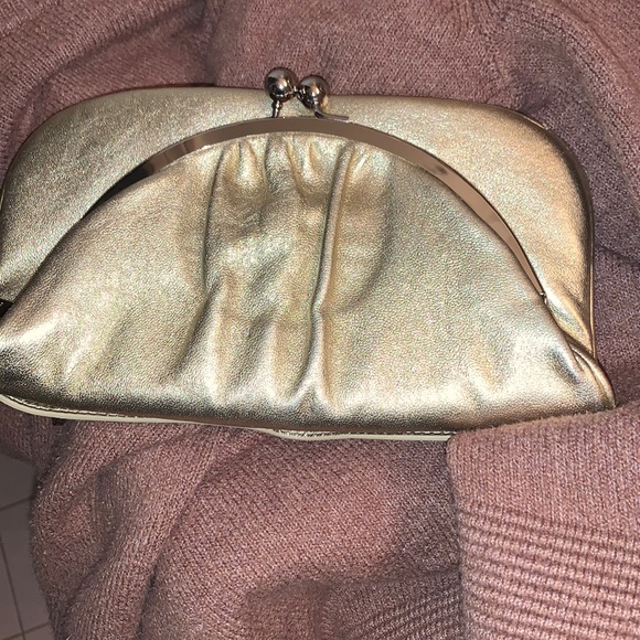 NEW! HOBO Foldover Clutch Gold Metallic - Picture 1 of 8